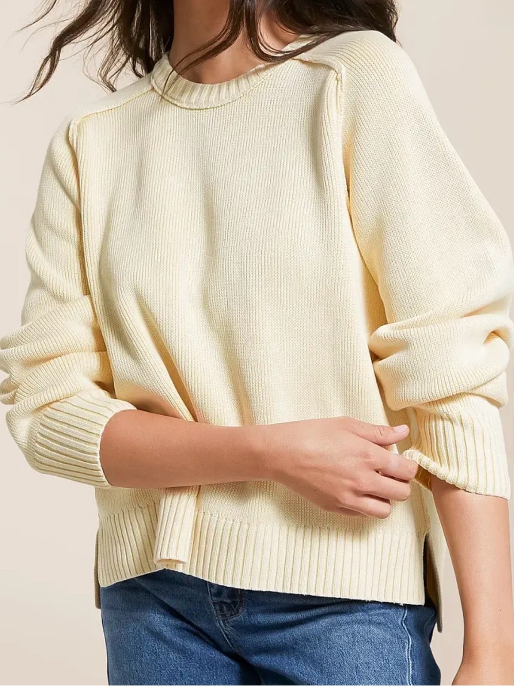 Free People Spring Street Pullover Ivory 100% Cotton Size M NWT $98